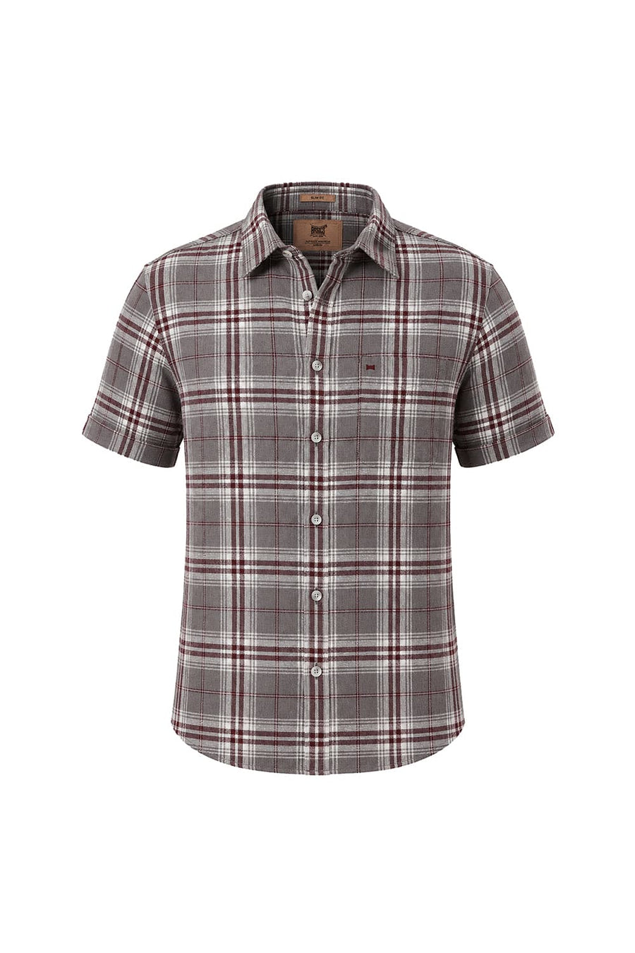 BASICS SLIM FIT STEEPLE GREY COTTON HOPSACK CHECKS HALFSLEEVES SHIRT