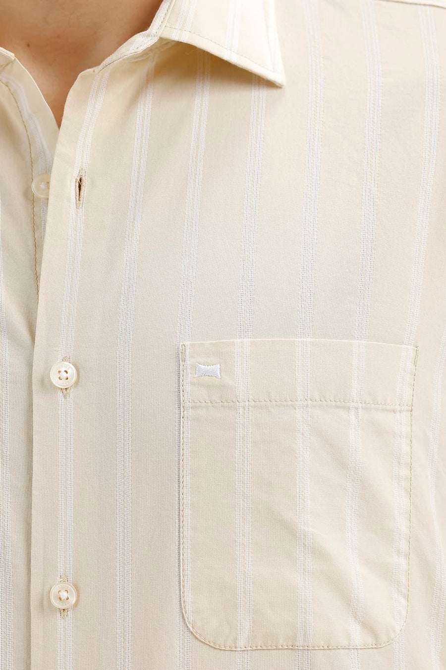 BASICS SLIM FIT ANGORA BRIGE COTTON DOBBY STRIPE SHIRT