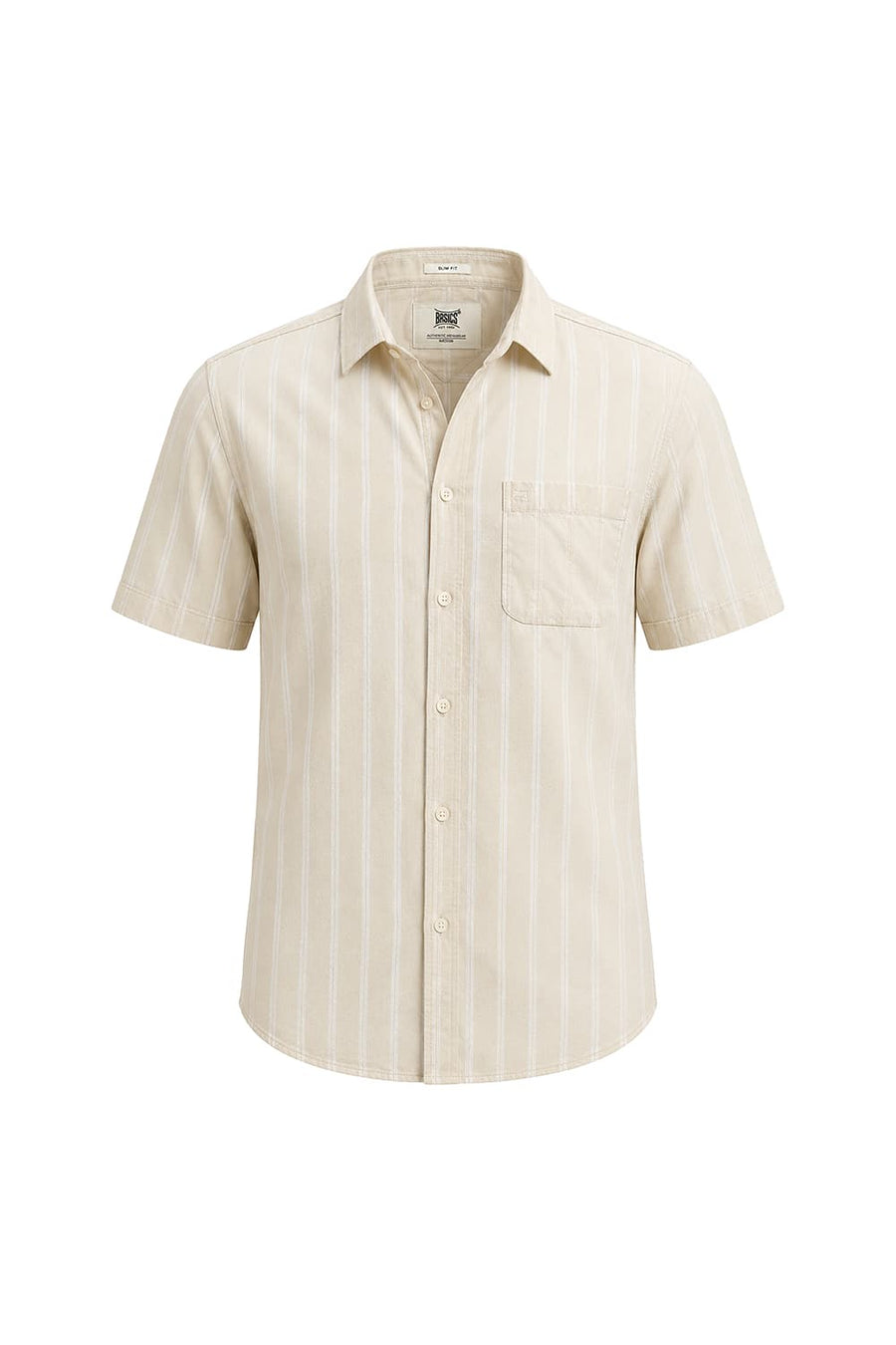 BASICS SLIM FIT ANGORA BRIGE COTTON DOBBY STRIPE HALFSLEEVES SHIRT