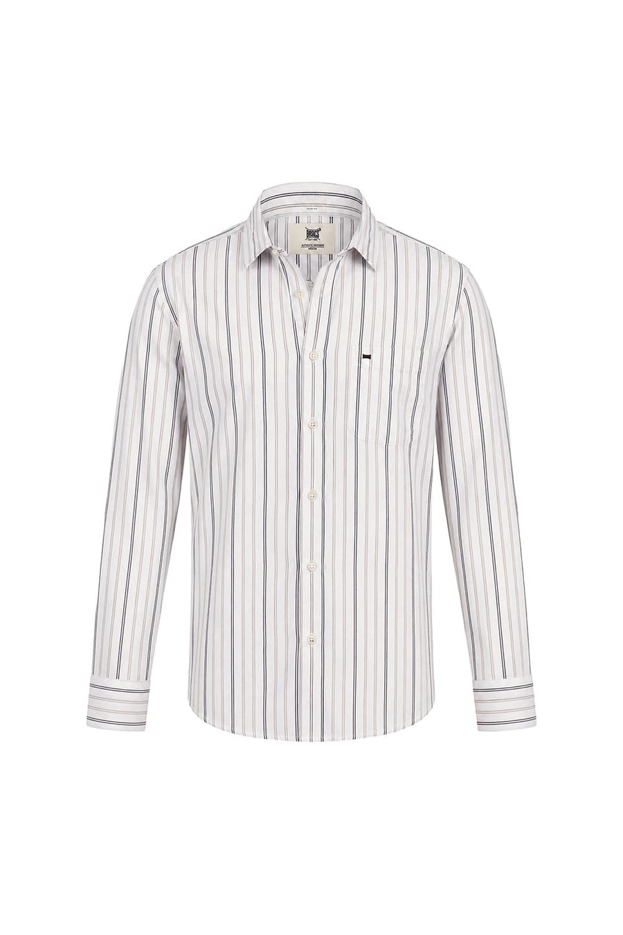 BASICS SLIM FIT CLOUD ECRU COTTON DOBBY STRIPE SHIRT