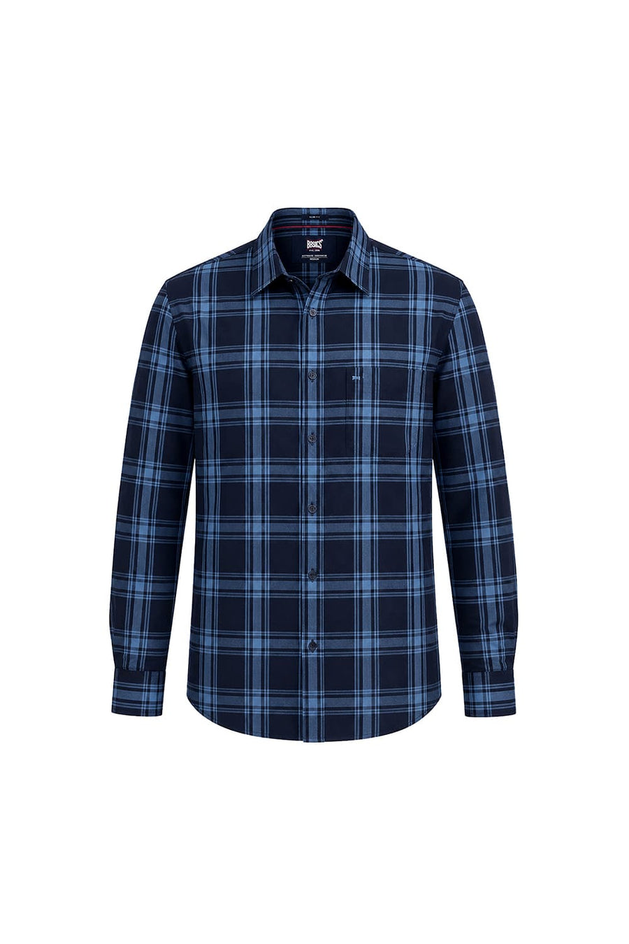 BASICS SLIM FIT BLUE ECLIPSE COTTON DOBBY CHECKS SHIRT