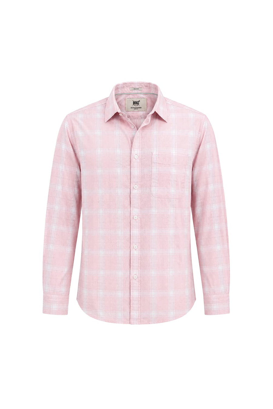 BASICS SLIM FIT BARLEY PINK COTTON DOBBY CHECKS SHIRT