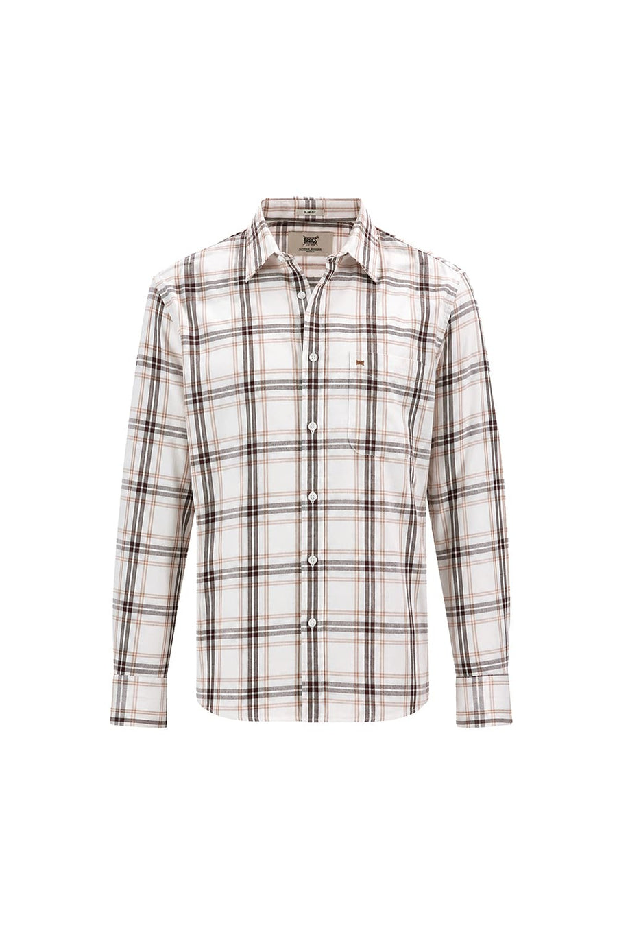 BASICS SLIM FIT CLOUD ECRU COTTON DOBBY CHECKS SHIRT