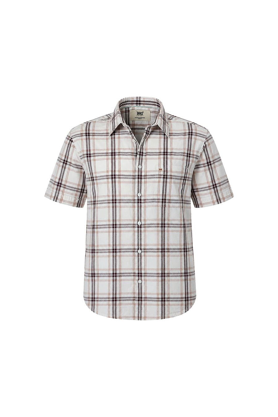BASICS SLIM FIT CLOUD ECRU COTTON DOBBY CHECKS HALFSLEEVES SHIRT