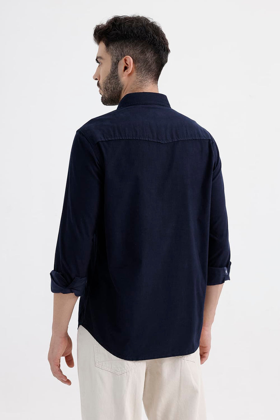 BASICS SLIM FIT SAPPHIRE NAVY COTTON CORDUROY SHIRT