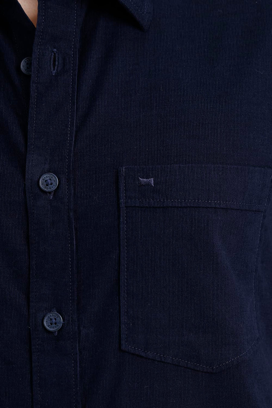 BASICS SLIM FIT SAPPHIRE NAVY COTTON CORDUROY SHIRT