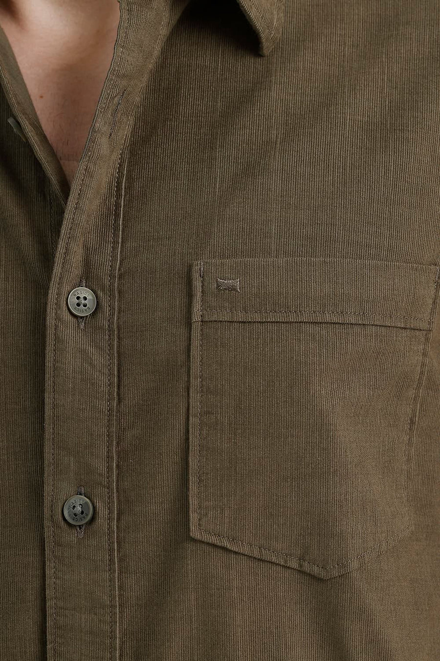 BASICS SLIM FIT DEEP GREEN COTTON CORDUROY SHIRT