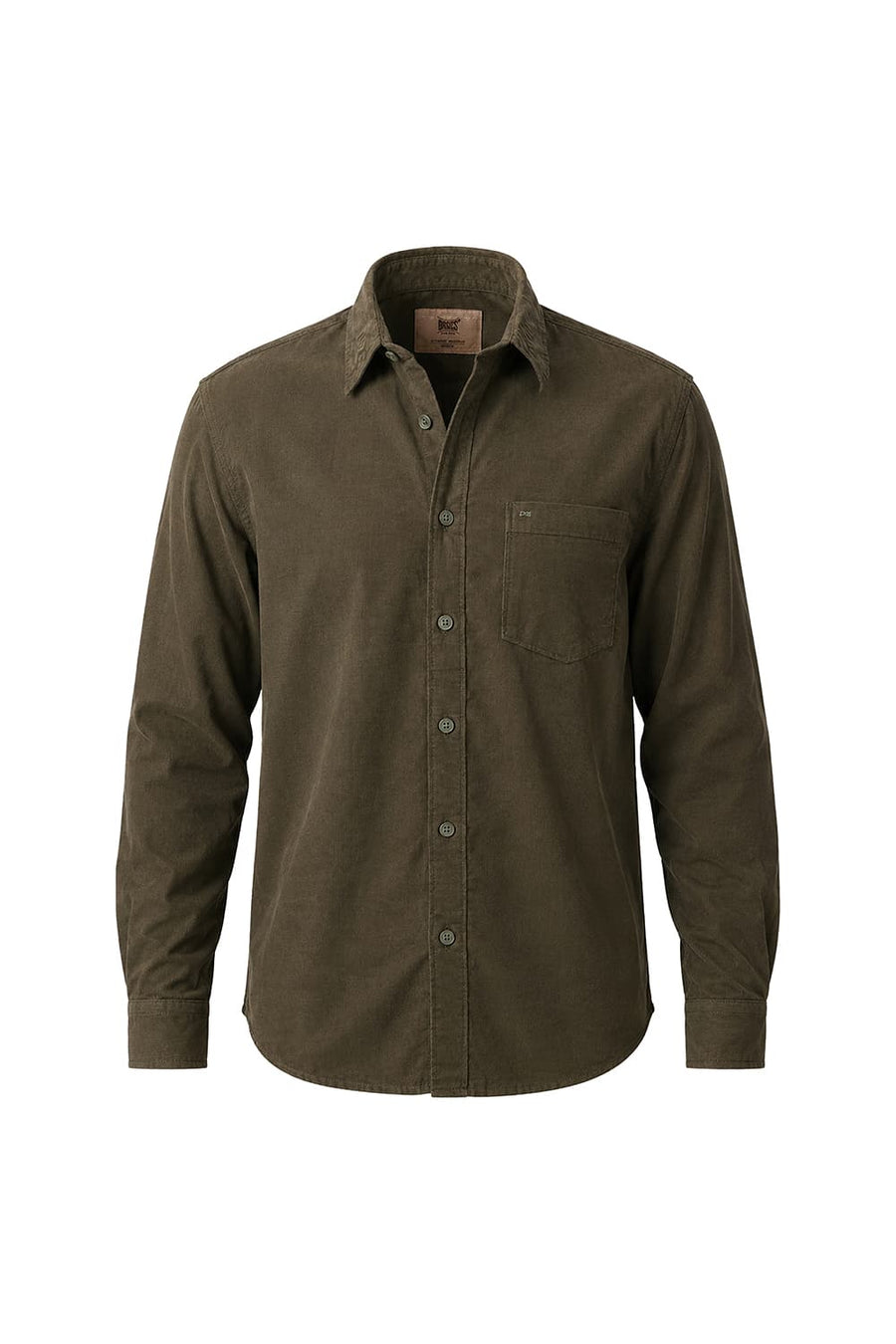 BASICS SLIM FIT DEEP GREEN COTTON CORDUROY SHIRT