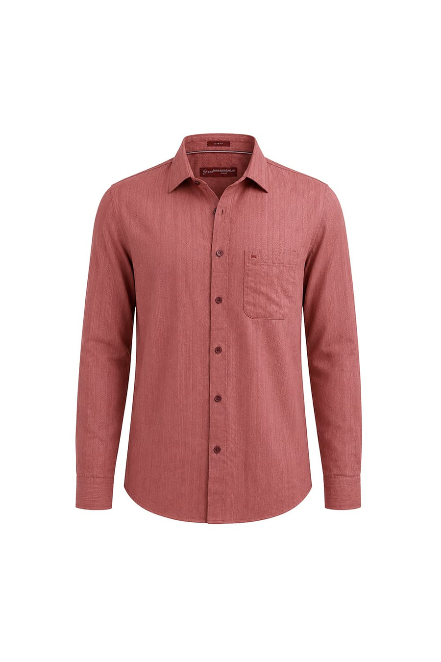 BASICS SLIM FIT ROSE PINK COTTON DOBBY VERTICAL STRIPE SHIRT