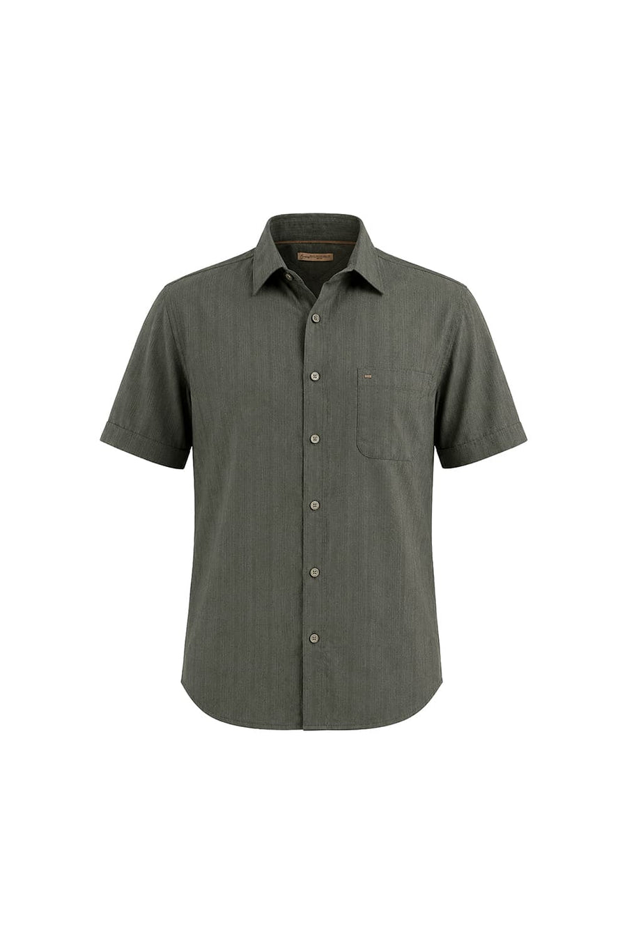 BASICS SLIM FIT KAMBABA GREEN COTTON DOBBY VERTICAL STRIPE HALFSLEEVES SHIRT