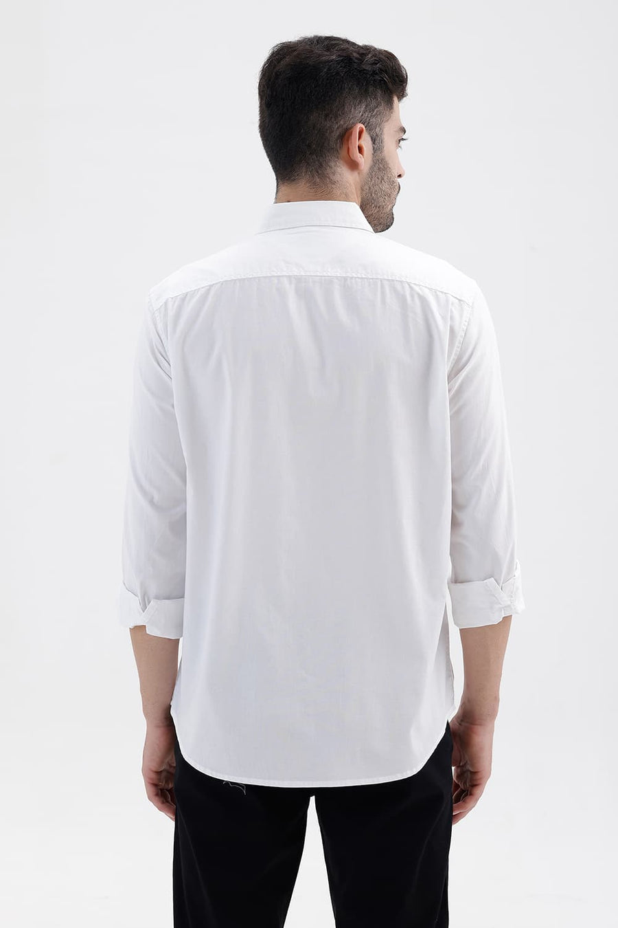 BASICS SLIM FIT LUCENT WHITE COTTON OXFORD SHIRT