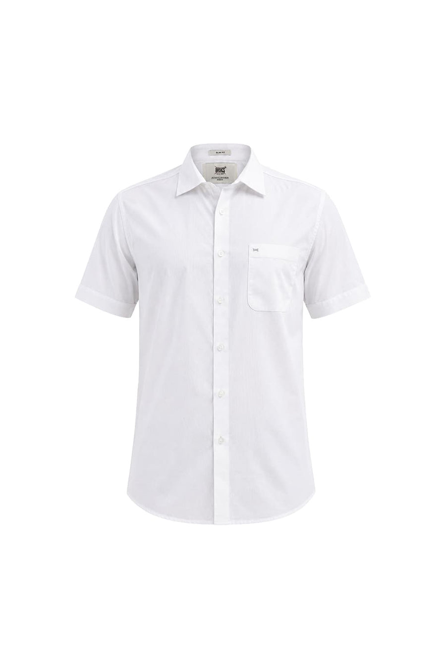 BASICS SLIM FIT LUCENT WHITE COTTON OXFORD HALFSLEEVES SHIRT