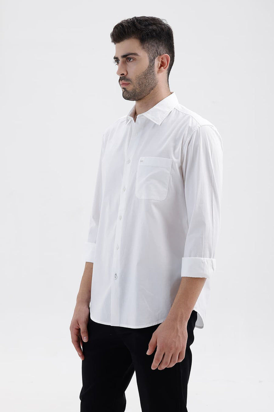 BASICS SLIM FIT LUCENT WHITE COTTON OXFORD SHIRT
