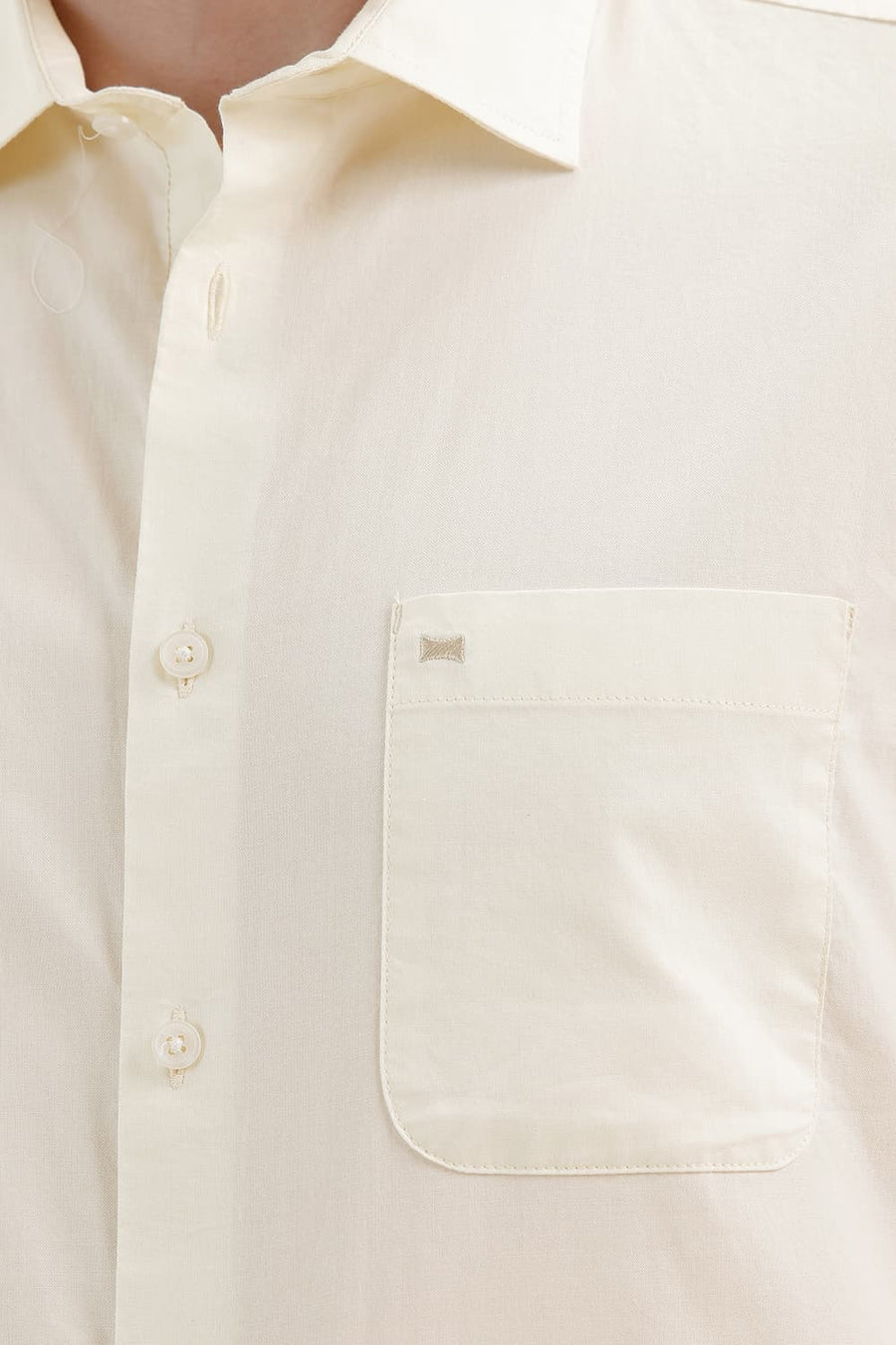 BASICS SLIM FIT MARSHMALLOW YELLOW COTTON OXFORD HALFSLEEVES SHIRT