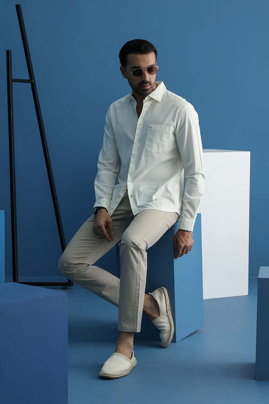 Basics Slim Fit Marshmallow Yellow Cotton Oxford Shirt
