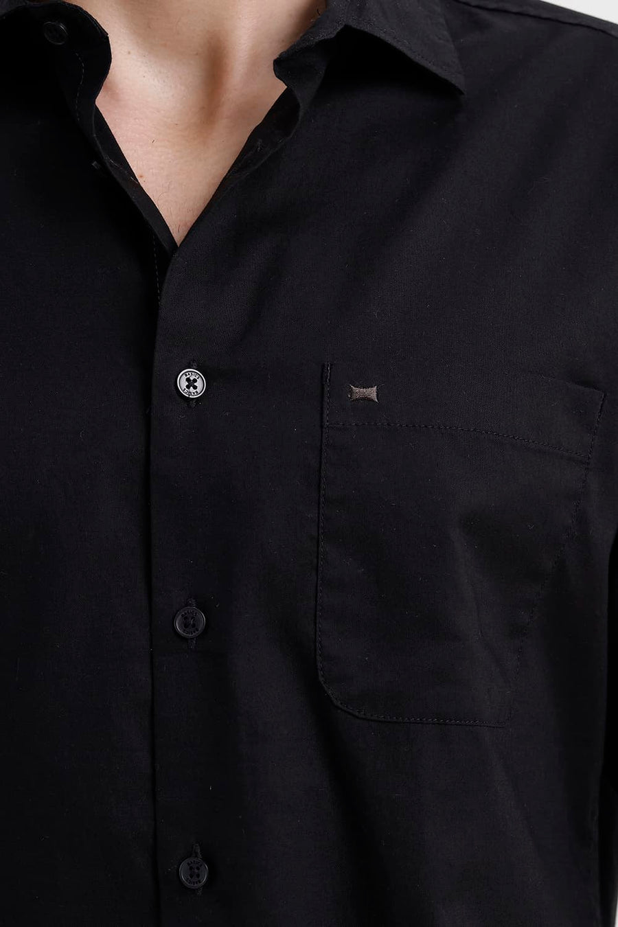 BASICS SLIM FIT PIRATE BLACK COTTON OXFORD SHIRT