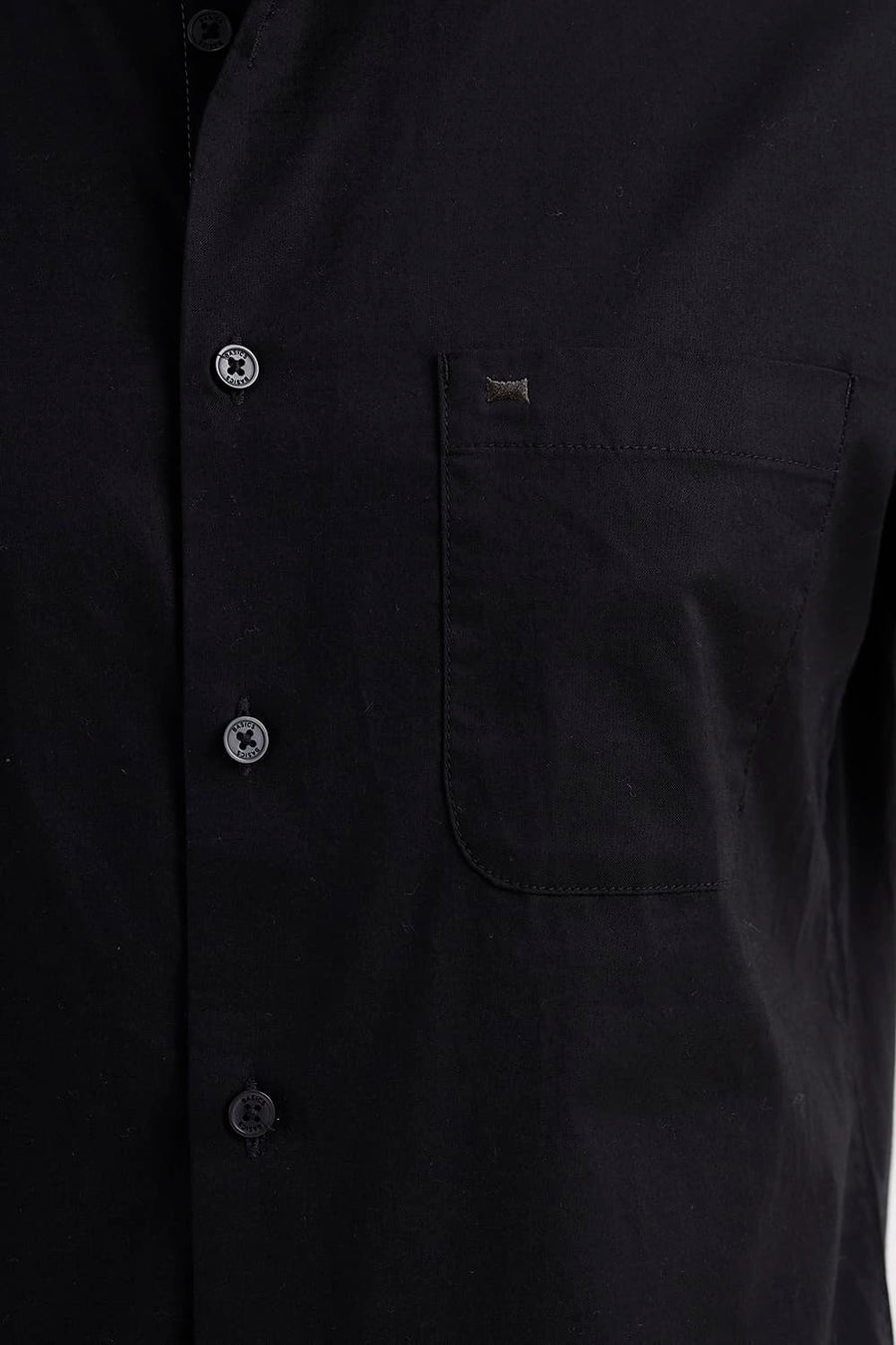 BASICS SLIM FIT PIRATE BLACK COTTON OXFORD HALFSLEEVES SHIRT