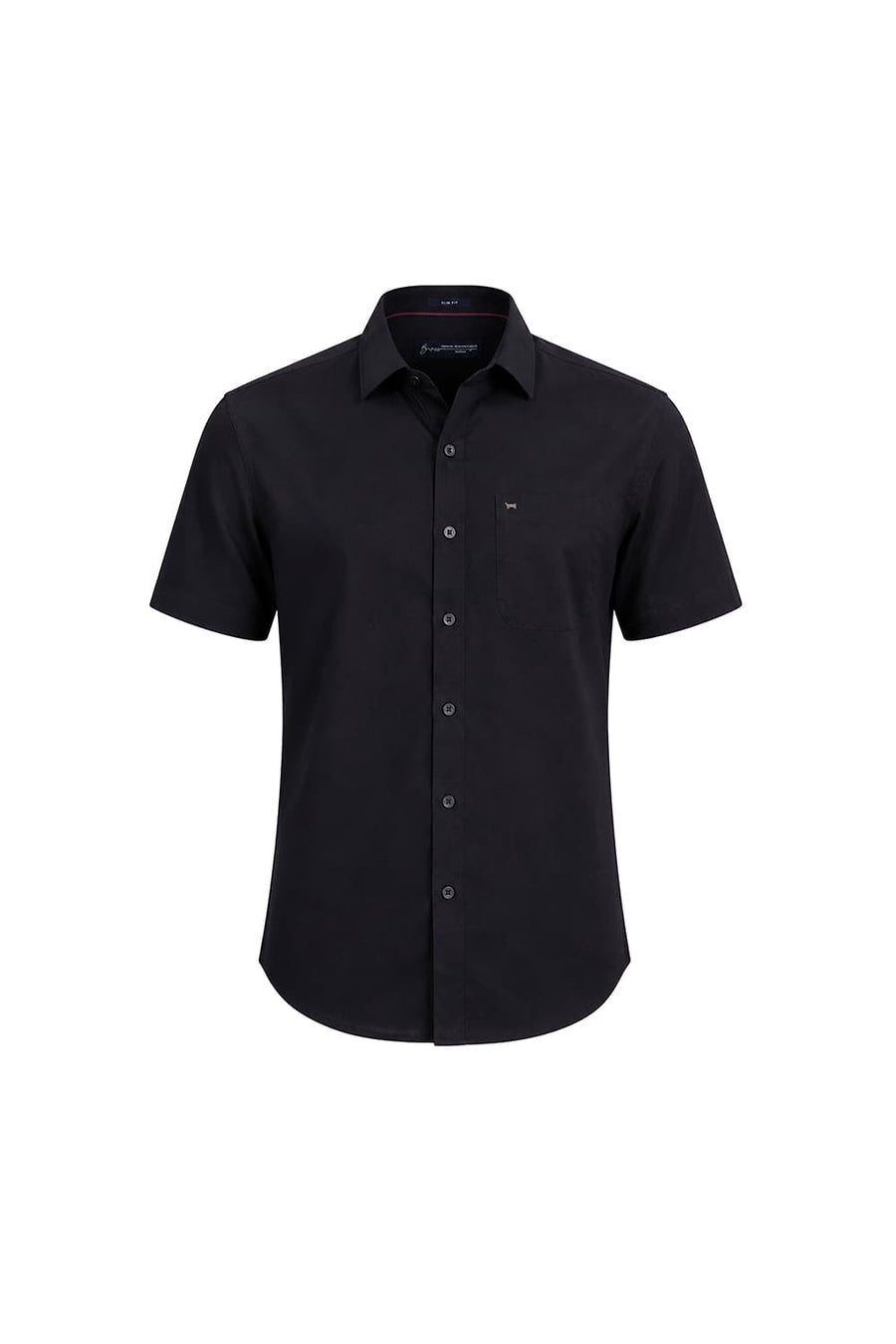 BASICS SLIM FIT PIRATE BLACK COTTON OXFORD HALFSLEEVES SHIRT