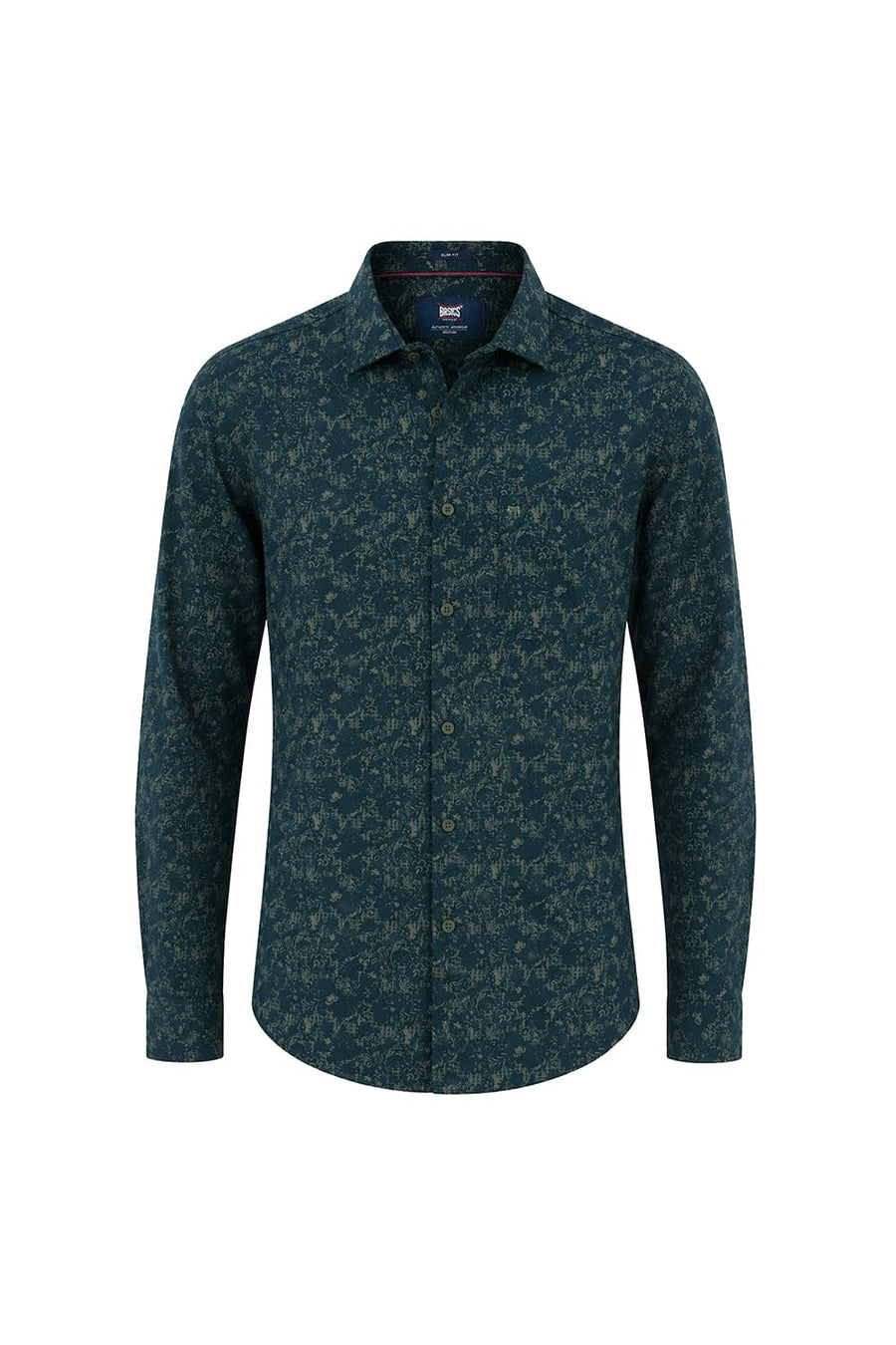 BASICS SLIM FIT GREEN GABLES COTTON VISCOSE PRINTED SHIRT