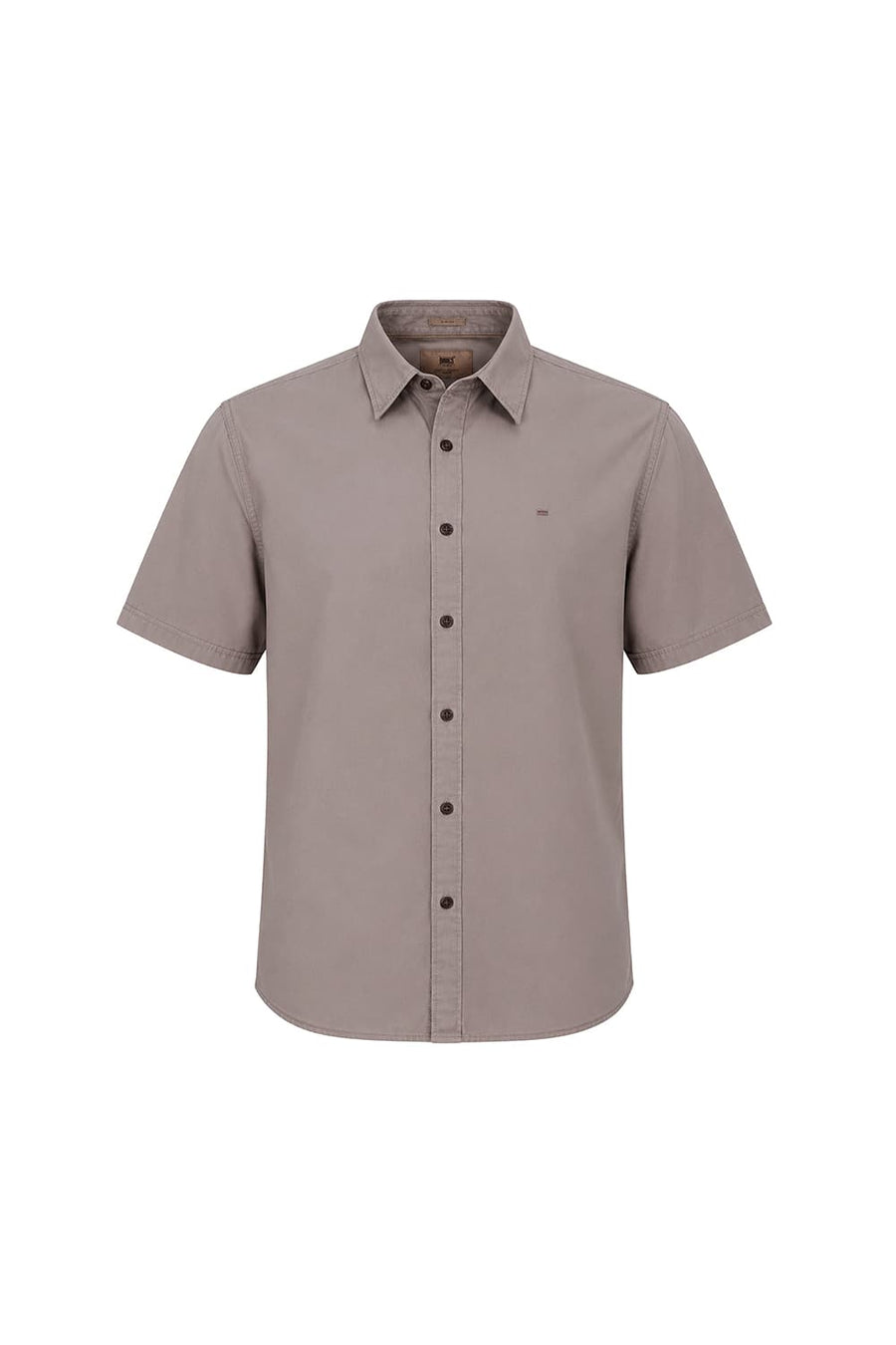 BASICS SLIM FIT MOUNTAIN BROWN COTTON TWILL HALFSLEEVES SHIRT