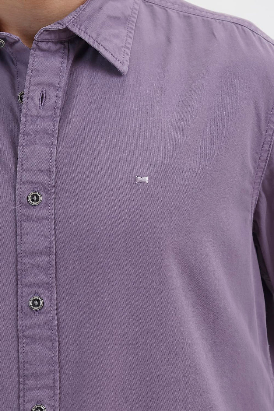 BASICS SLIM FIT PURPLE SAGE COTTON TWILL SHIRT