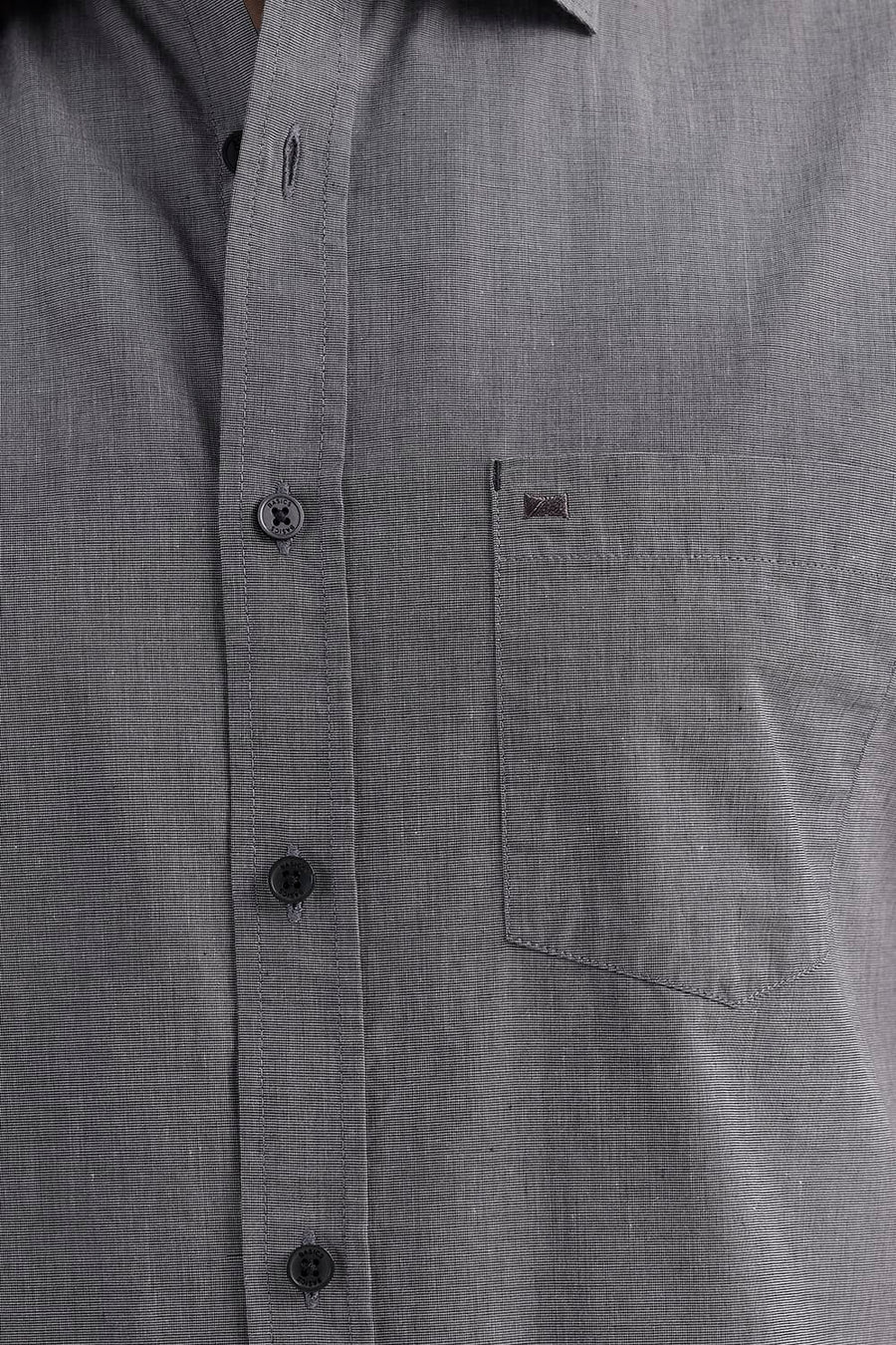 BASICS SLIM FIT GRANITE BLACK COTTON FIL-A-FIL HALFSLEEVES SHIRT