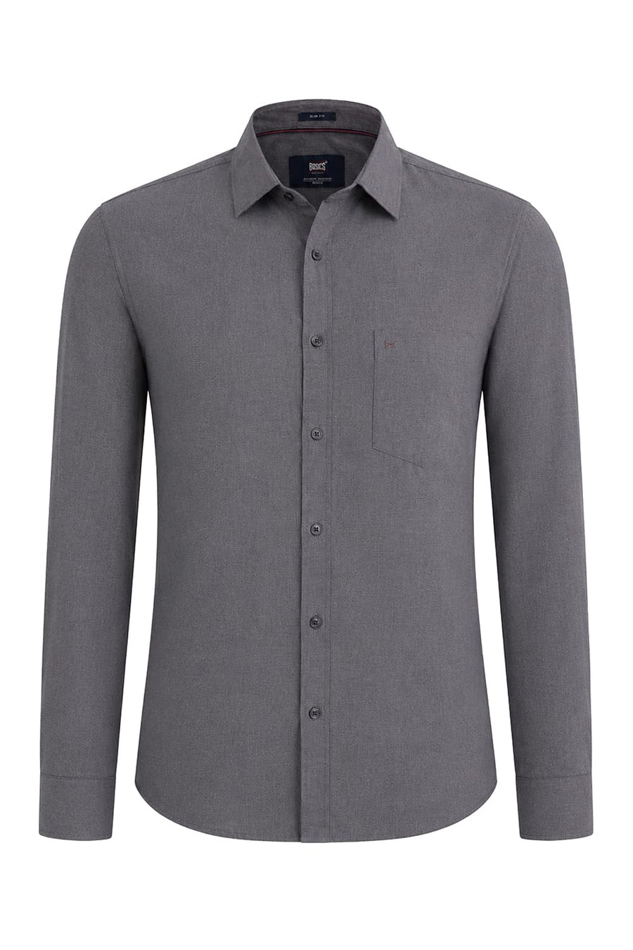 BASICS SLIM FIT GRANITE BLACK COTTON FIL-A-FIL SHIRT