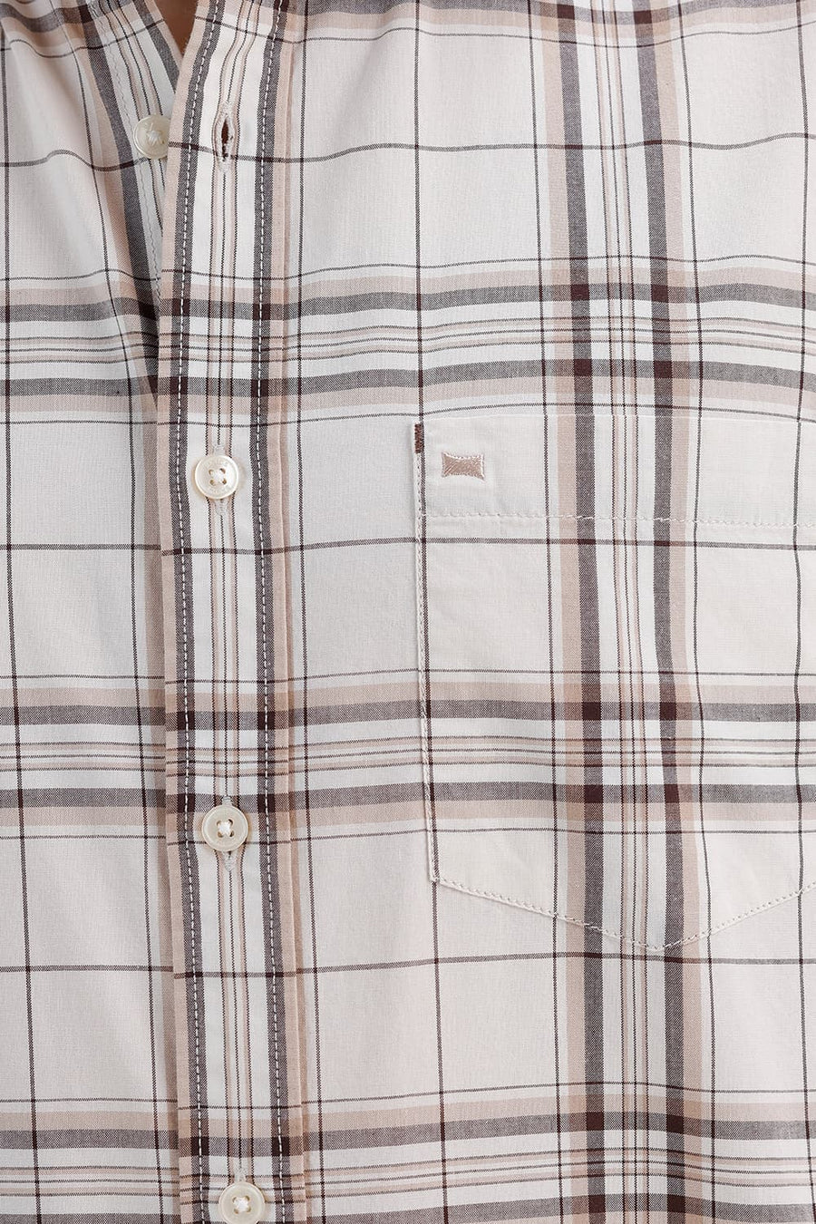 BASICS SLIM FIT ARCTIC ECRU COTTON CHECKS HALFSLEEVES SHIRT