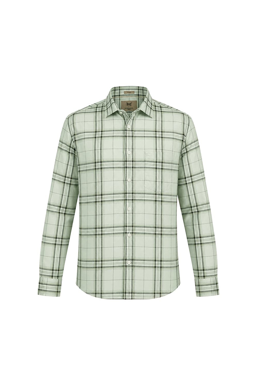 BASICS SLIM FIT CANARY GREEN COTTON CHECKS SHIRT