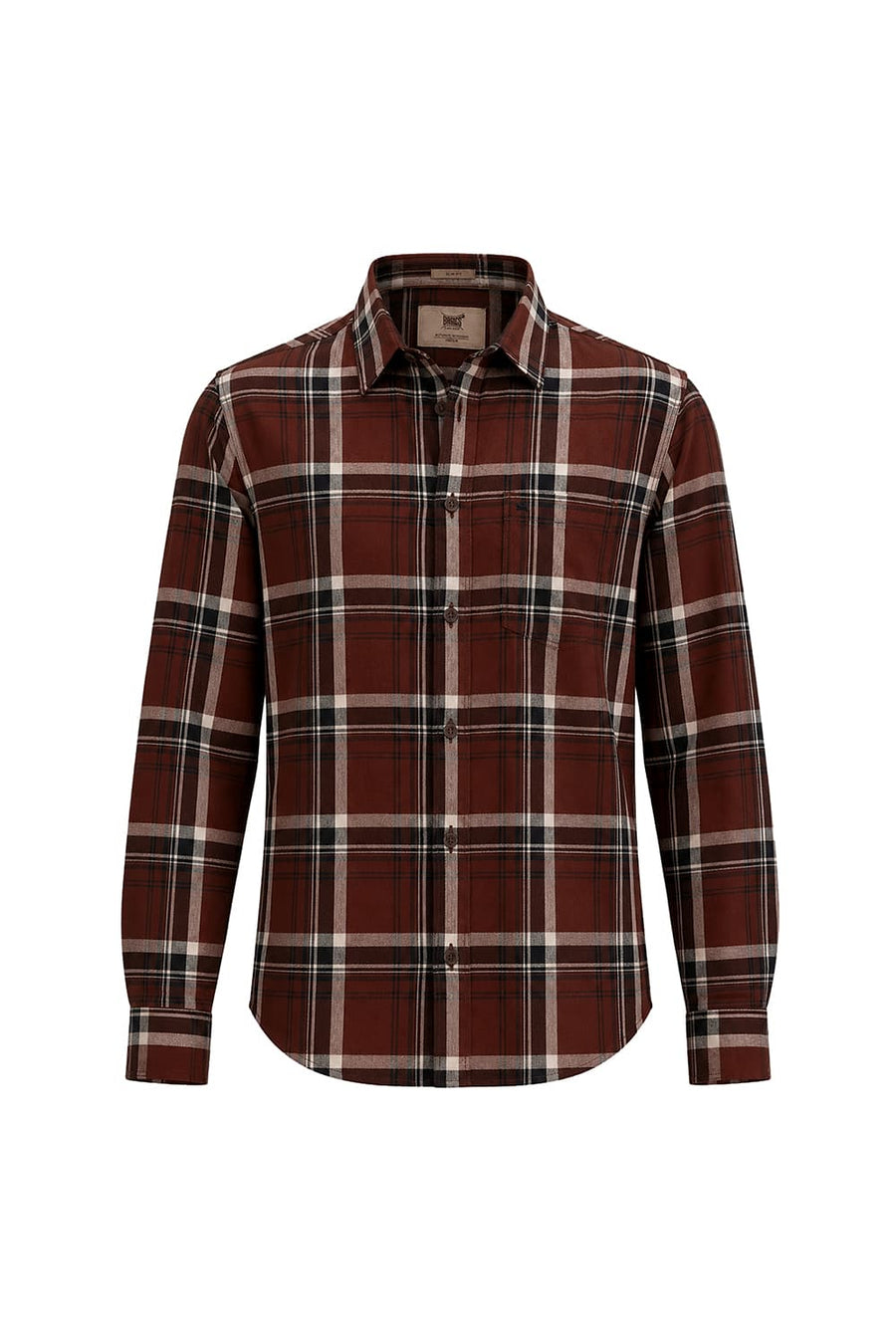 BASICS SLIM FIT CHOCOLATE LAB COTTON HERRING BONE CHECKS SHIRT