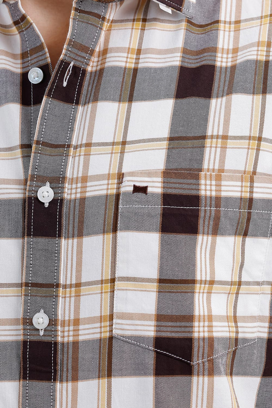 BASICS SLIM FIT BRIGHT TPG COTTON TWILL CHECKS SHIRT