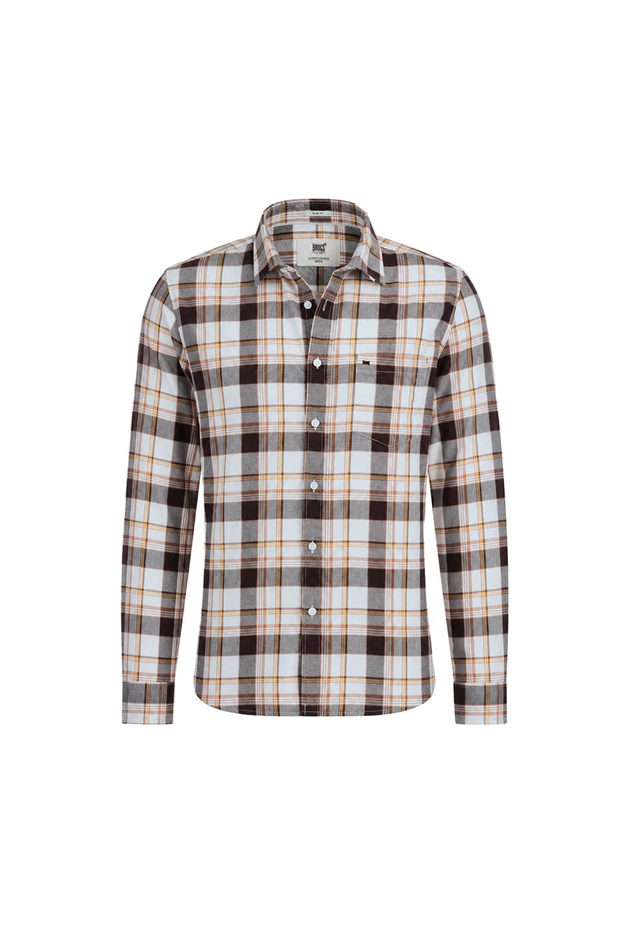 BASICS SLIM FIT BRIGHT TPG COTTON TWILL CHECKS SHIRT