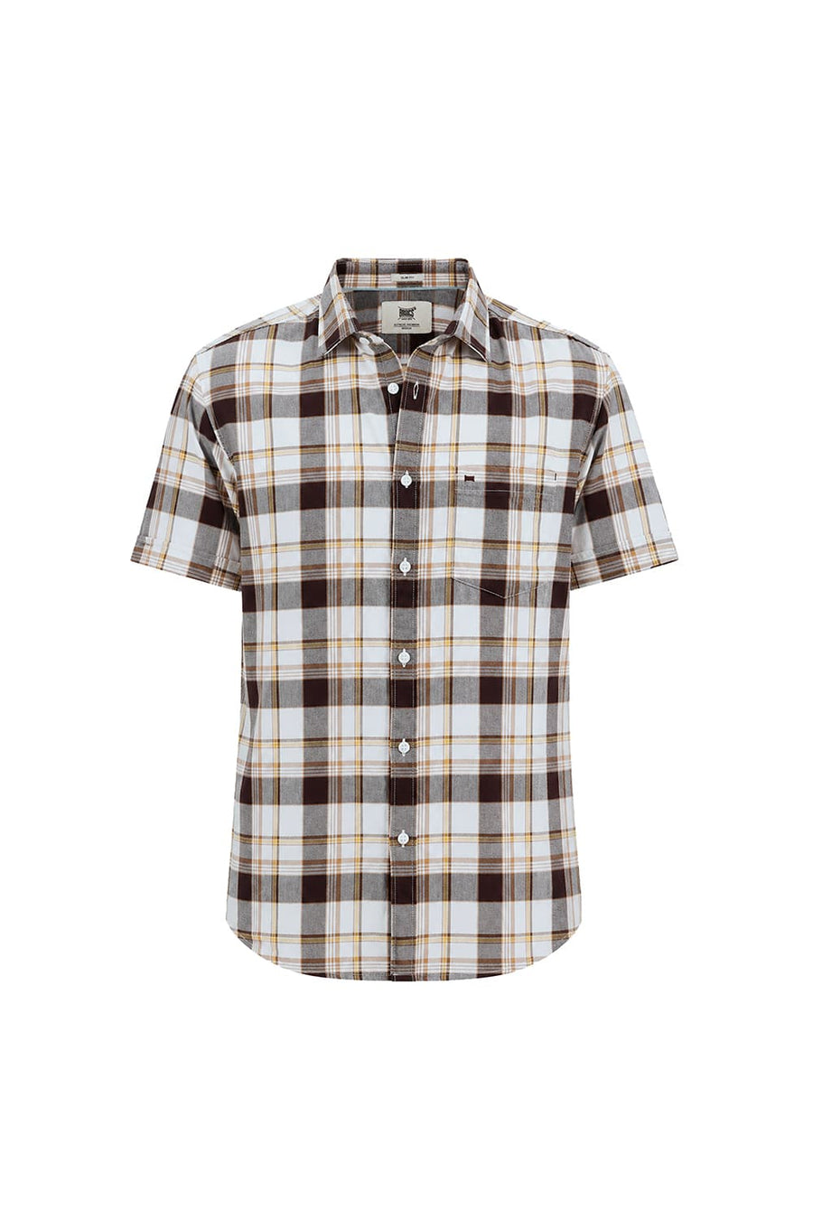 BASICS SLIM FIT BRIGHT TPG COTTON TWILL CHECKS HALFSLEEVES SHIRT