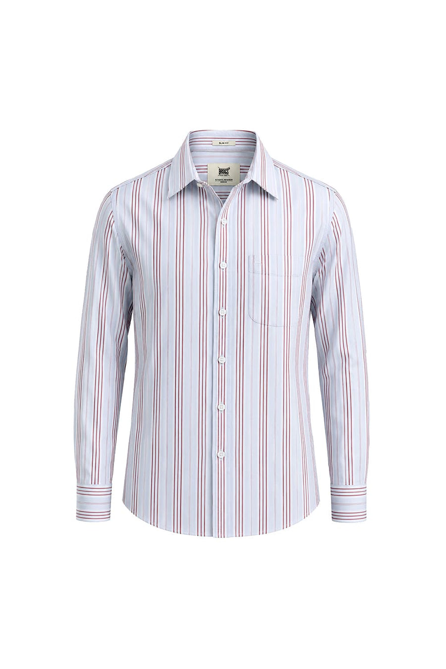 BASICS SLIM FIT HEATHER BLUE COTTON STRIPE SHIRT