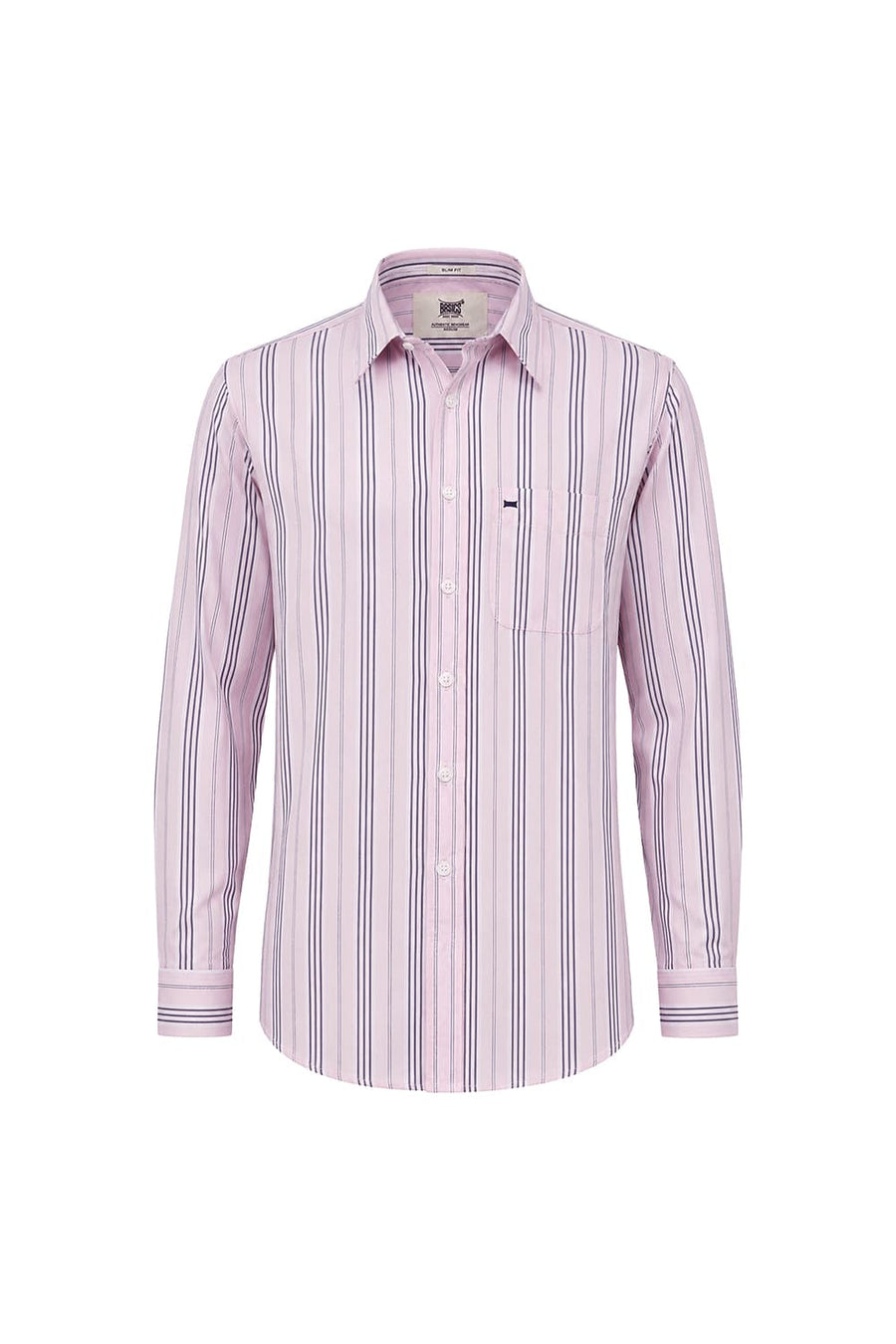 BASICS SLIM FIT PALE PINK COTTON STRIPE SHIRT