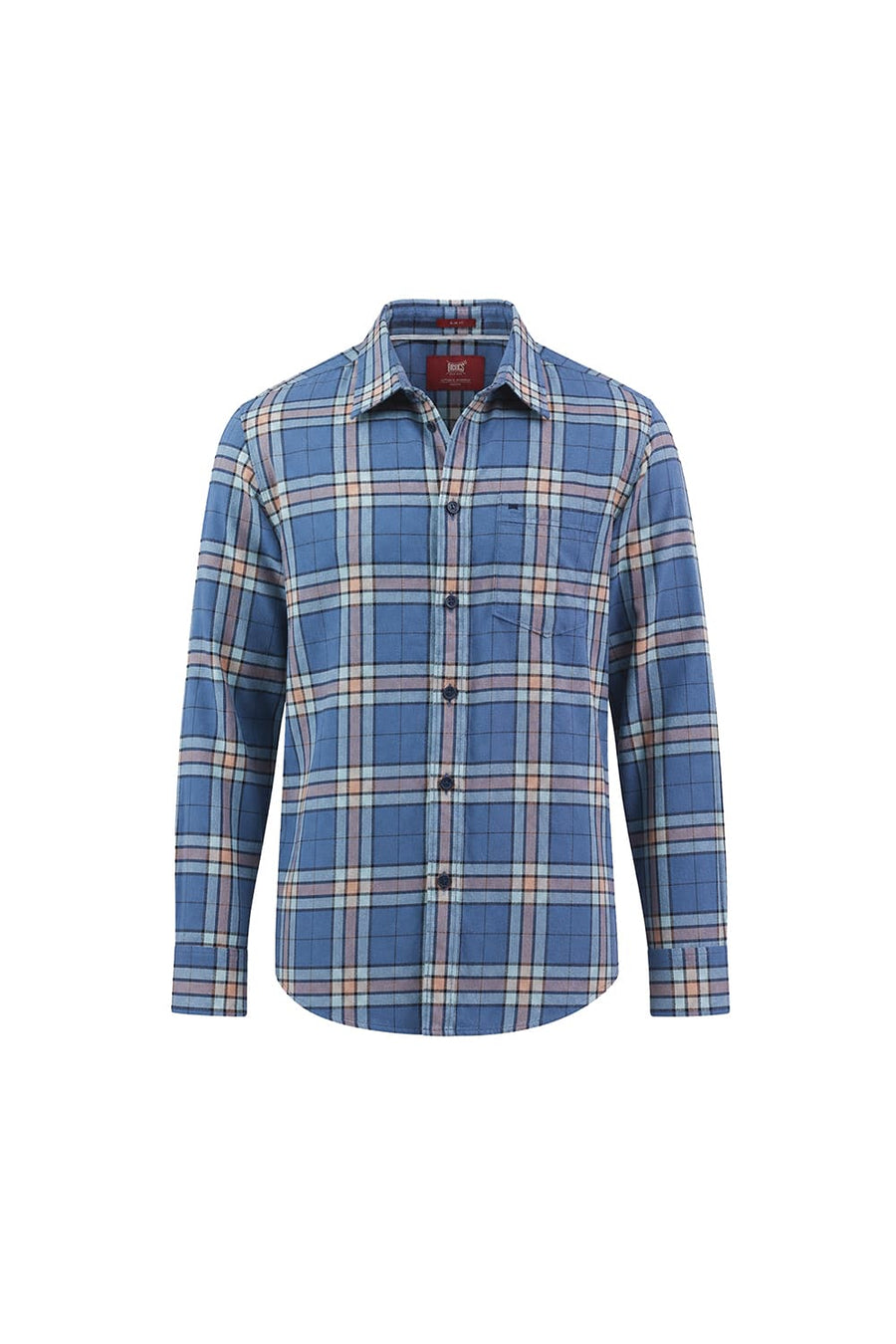 BASICS SLIM FIT BLUE HARBOR COTTON BRUSHED TWILL CHECKS SHIRT