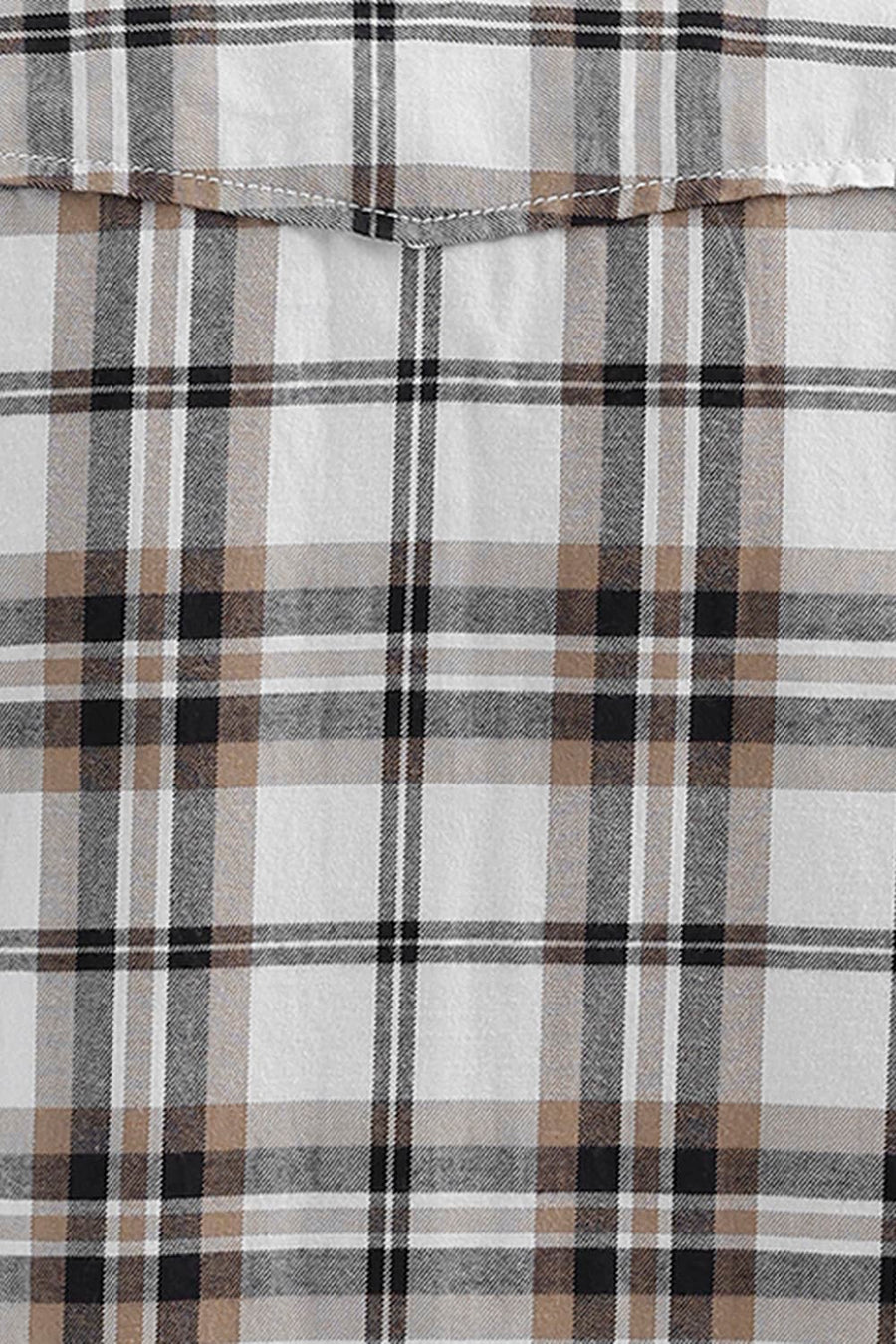 BASICS SLIM FIT LUCENT ECRU COTTON BRUSHED TWILL CHECKS HALFSLEEVES SHIRT