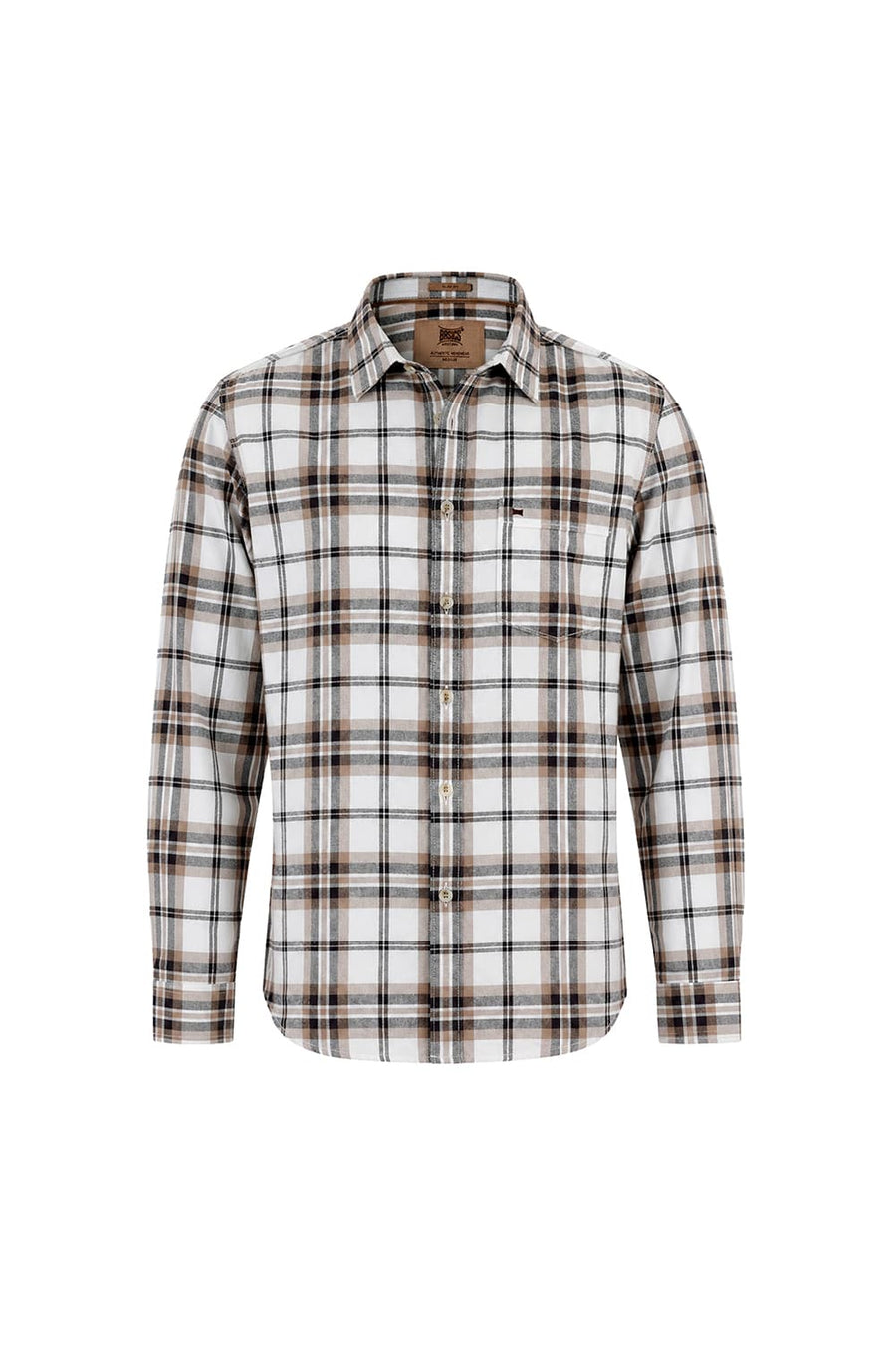 BASICS SLIM FIT LUCENT ECRU COTTON BRUSHED TWILL CHECKS SHIRT
