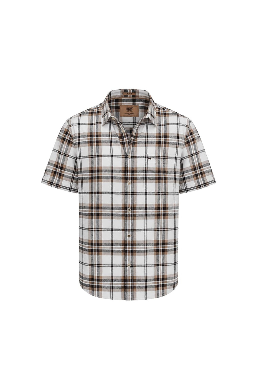 BASICS SLIM FIT LUCENT ECRU COTTON BRUSHED TWILL CHECKS HALFSLEEVES SHIRT