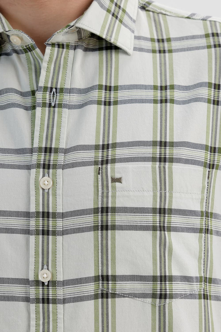 BASICS SLIM FIT WATER LILY COTTON TWILL CHECKS SHIRT