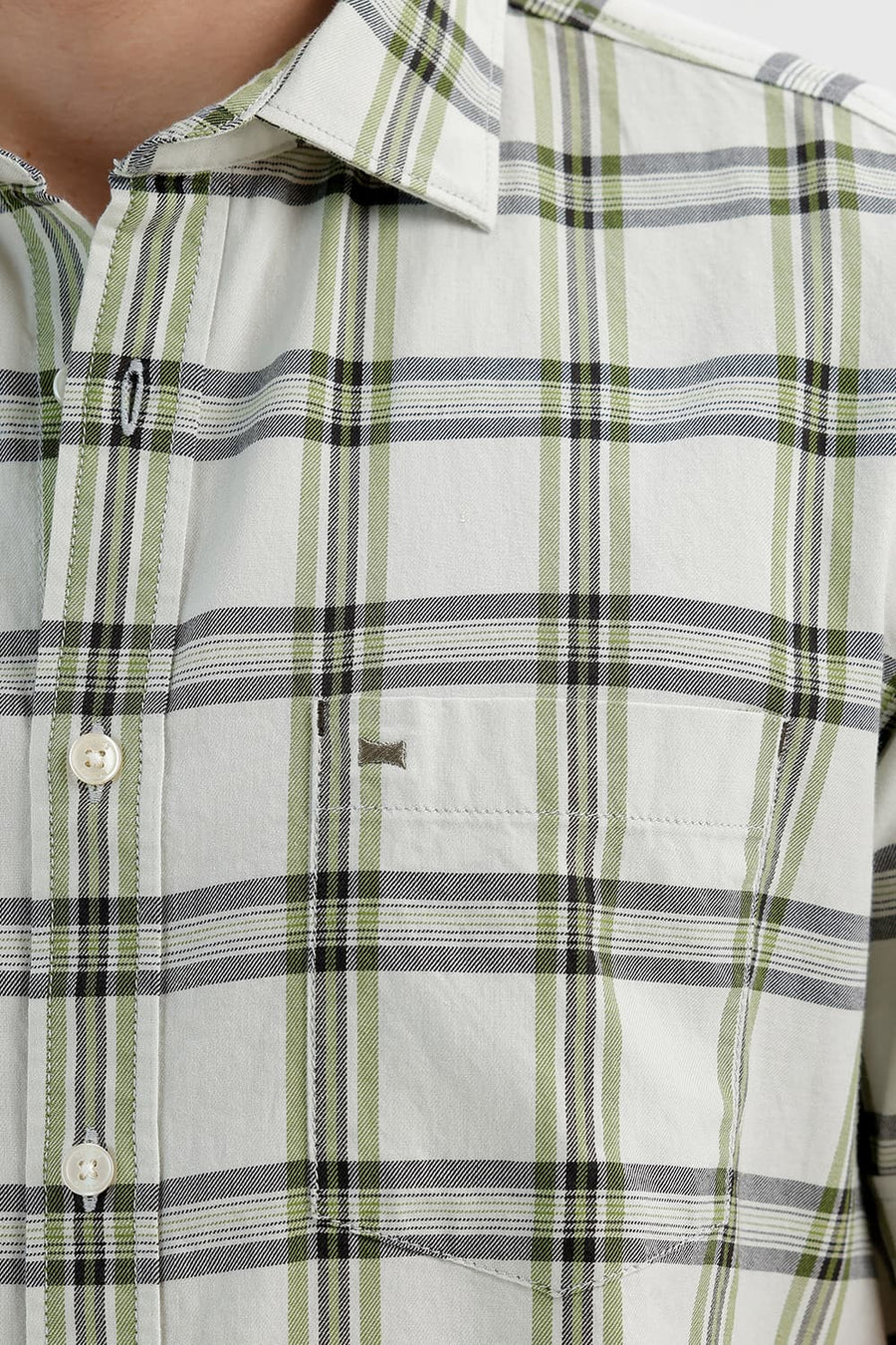 BASICS SLIM FIT WATER LILY COTTON TWILL CHECKS HALFSLEEVES SHIRT