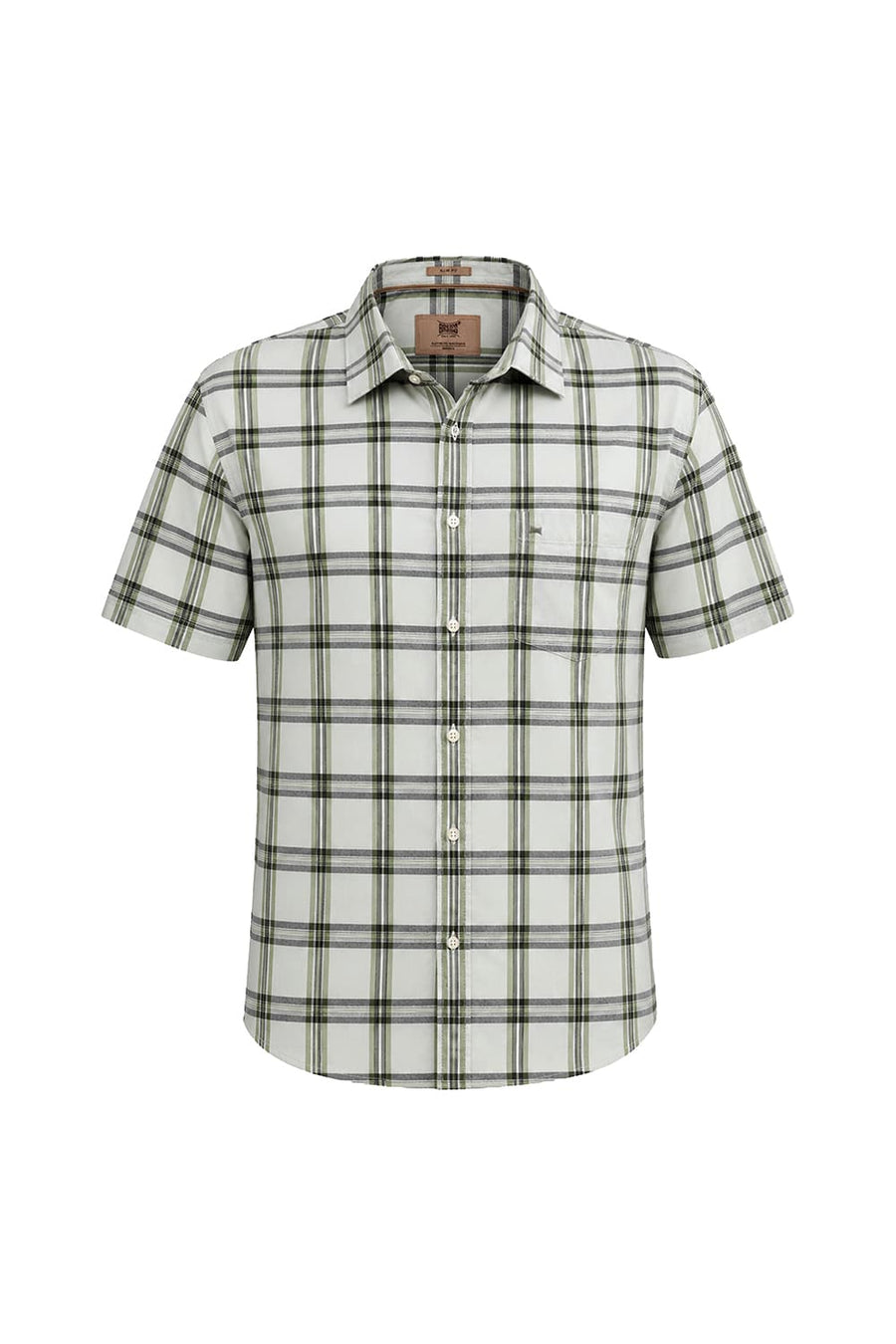 BASICS SLIM FIT WATER LILY COTTON TWILL CHECKS HALFSLEEVES SHIRT