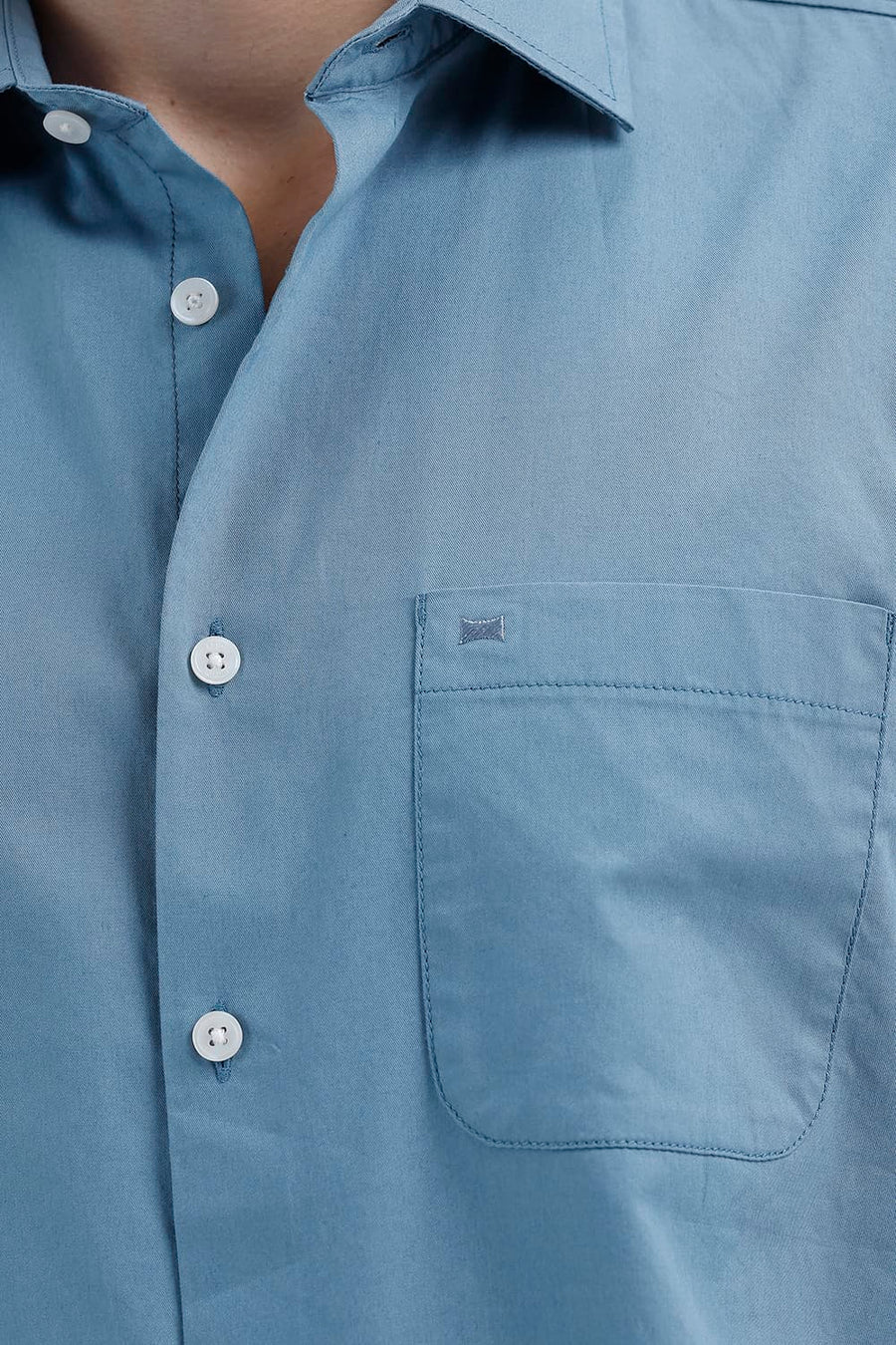 BASICS SLIM FIT PROVINCIAL BLUE COTTON TWILL SHIRT