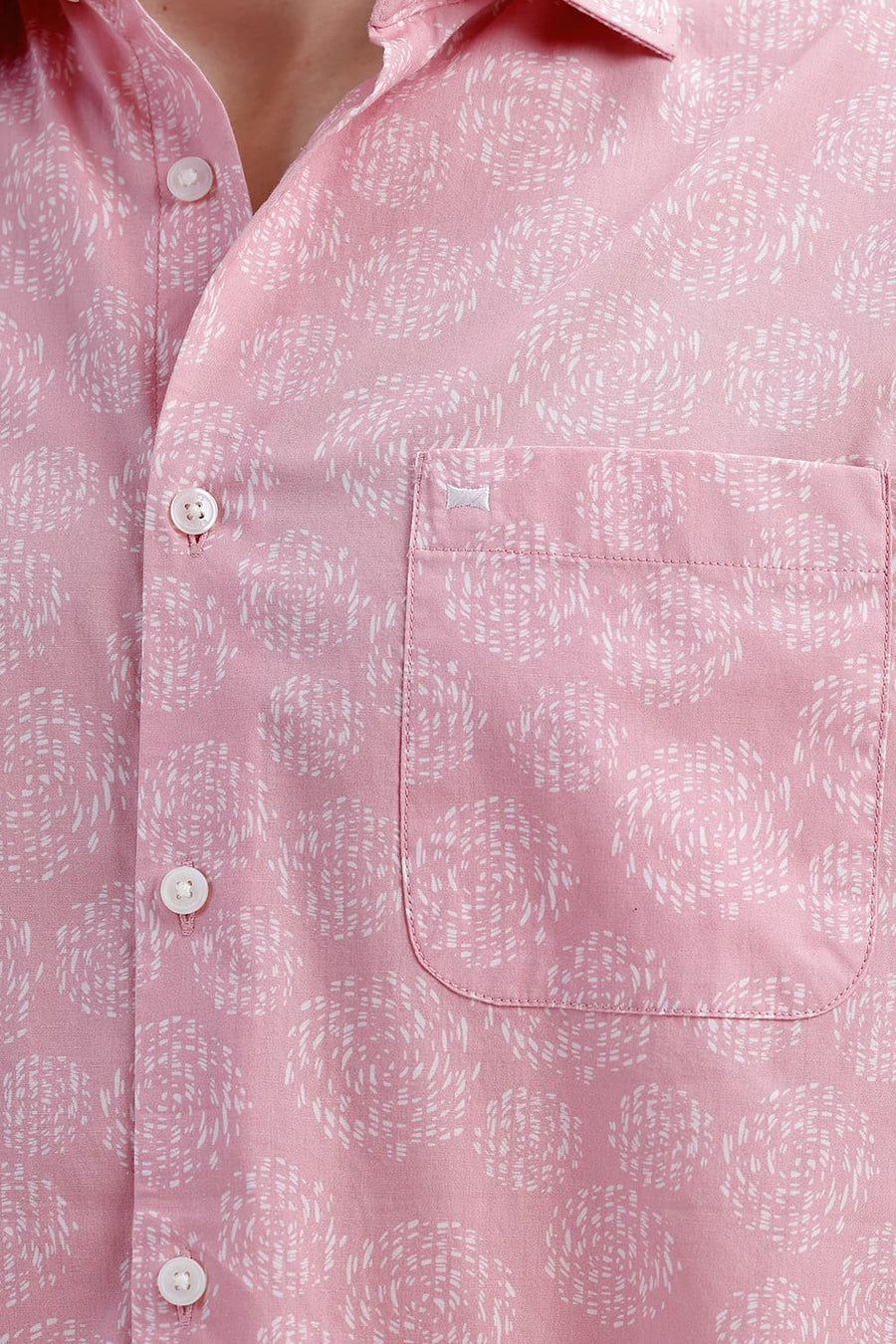 BASICS SLIM FIT PINK DOLPHIN COTTON PRINTED SHIRT
