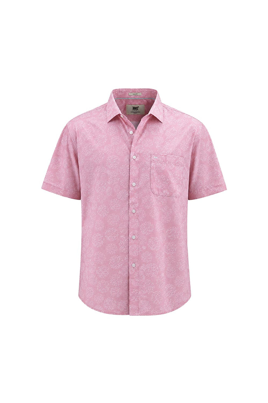 BASICS SLIM FIT PINK DOLPHIN COTTON PRINTED HALFSLEEVES SHIRT