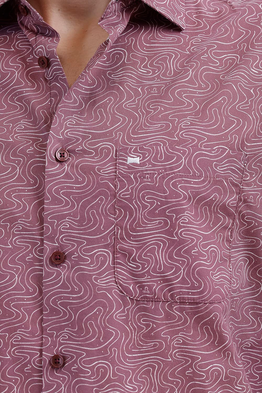 BASICS SLIM FIT ROSE PINK COTTON PRINTED SHIRT