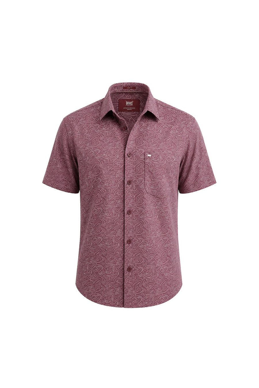 BASICS SLIM FIT ROSE PINK COTTON PRINTED HALFSLEEVES SHIRT