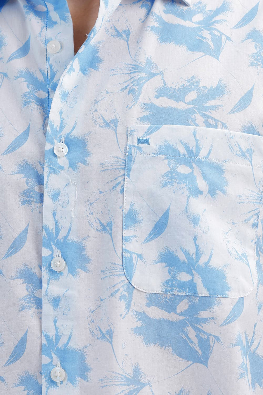 BASICS SLIM FIT SKY BLUE COTTON PRINTED SHIRT