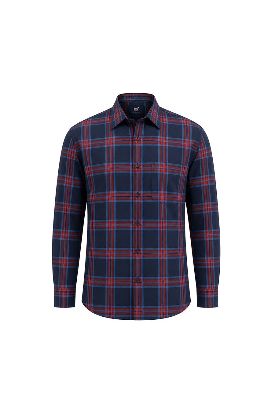 BASICS SLIM FIT NAVY NIGHTS COTTON HERRING BONE CHECKS SHIRT
