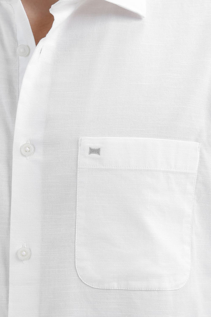 BASICS SLIM FIT STALACTITE WHITE COTTON SLUB DOBBY SHIRT